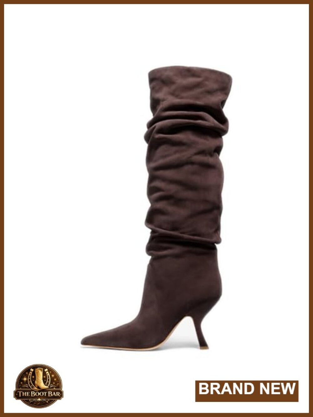 Slouch Knee High Boots Kitten Heel Pointed Toe Tall Long Boot
